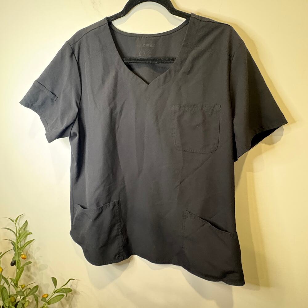 Scrub Star Black Stretchy V-Neck Scrub Top XL